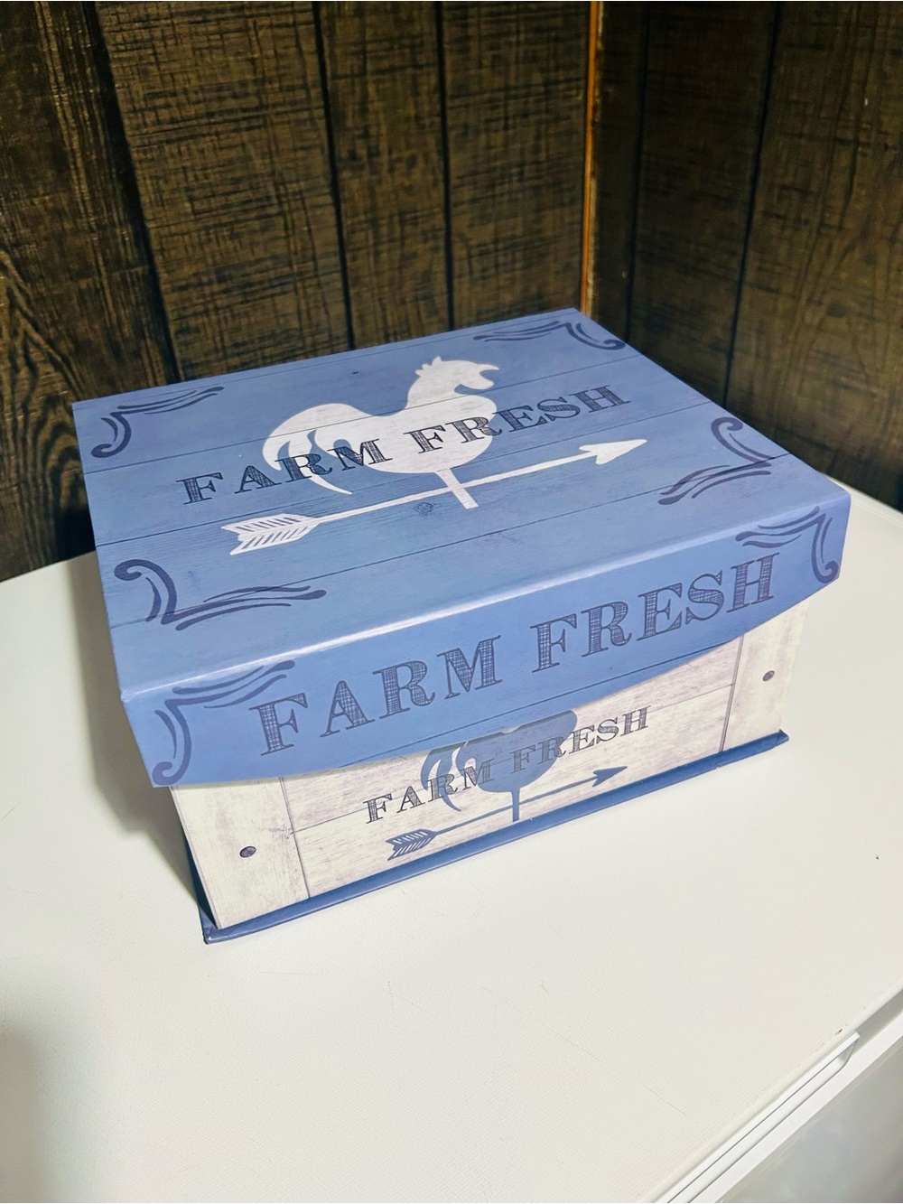 'Farm Fresh' Blue Decorative Storage Box